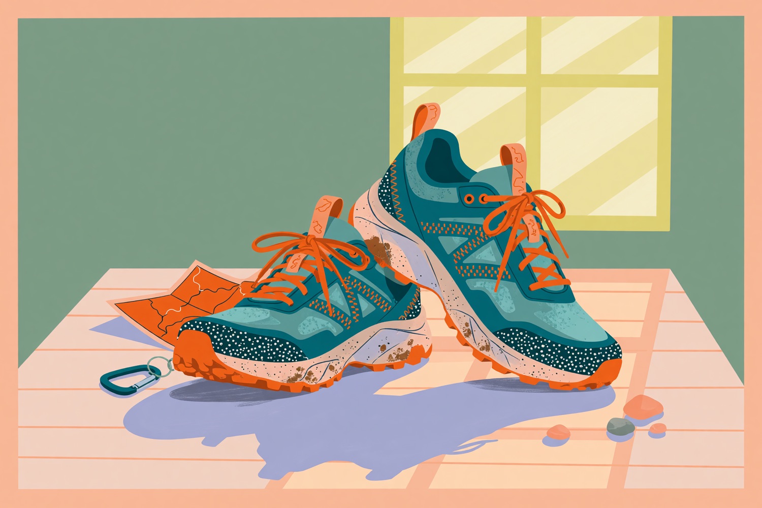 A postcard front: Leo’s trail runners
